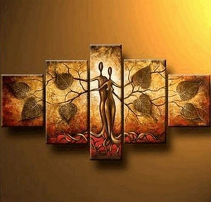 Ready to Hang, Abstract Wall Art, Canvas Painting, Abstract Painting, Large Paintings for Living Room, Tree of life Painting, 5 Piece Art Painting-ArtWorkCrafts.com