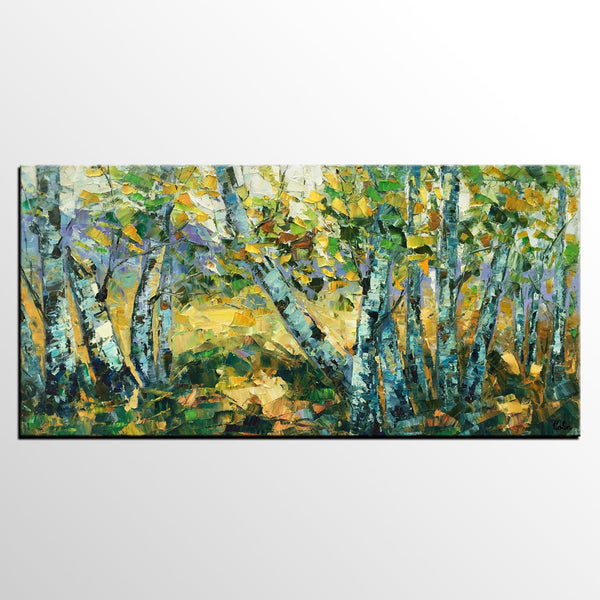 Landscape Wall Art Paintings, Custom Palette Knife Paintings, Autumn Tree Painting, Impression Painting, Landscape Painting on Canvas-ArtWorkCrafts.com