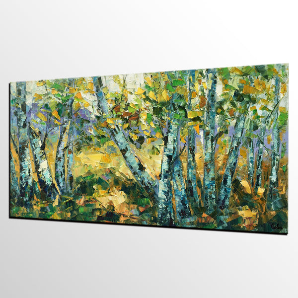 Landscape Wall Art Paintings, Custom Palette Knife Paintings, Autumn Tree Painting, Impression Painting, Landscape Painting on Canvas-ArtWorkCrafts.com