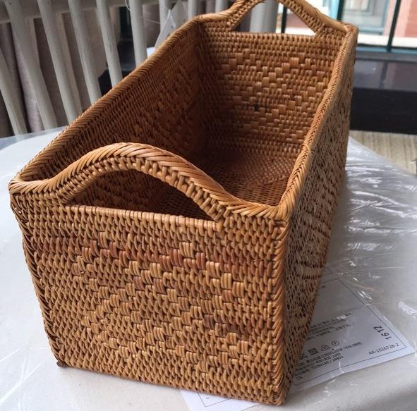 Indonesia Woven Storage Basket, Natural Fiber Baskets, Small Storage Basket for Kitchen, Rattan Storage Basket for Dining Room-ArtWorkCrafts.com