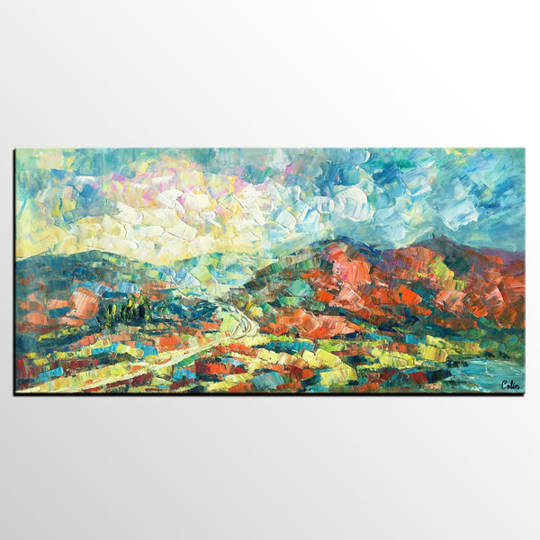 Original Wall Art, Mountain Landscape Painting, Large Wall Art, Original Artwork, Canvas Painting-ArtWorkCrafts.com