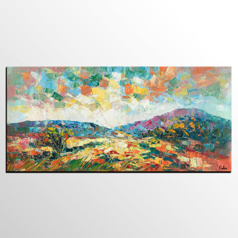 Original Artwork, Mountain Landscape Painting, Custom Extra Large Art, Canvas Artwork-ArtWorkCrafts.com