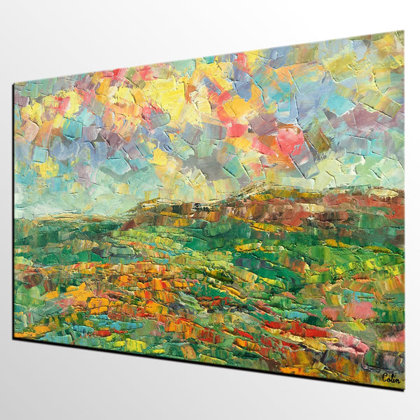 Abstract Mountain Painting, Mountain Landscape Painting, Custom Original Painting Painting on Canvas, Heavy Texture Paintings-ArtWorkCrafts.com