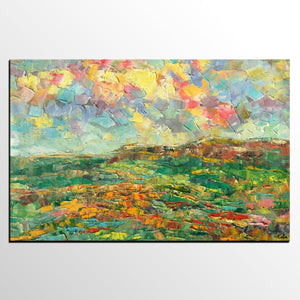 Abstract Mountain Painting, Mountain Landscape Painting, Custom Original Painting Painting on Canvas, Heavy Texture Paintings-ArtWorkCrafts.com