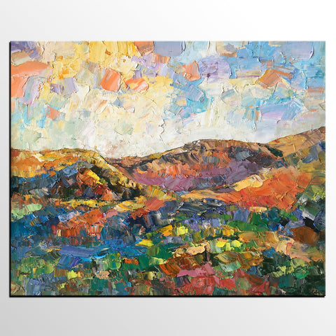 Mountain Landscape Painting, Custom Large Oil Painting, Large Canvas Wall Art Painting-ArtWorkCrafts.com