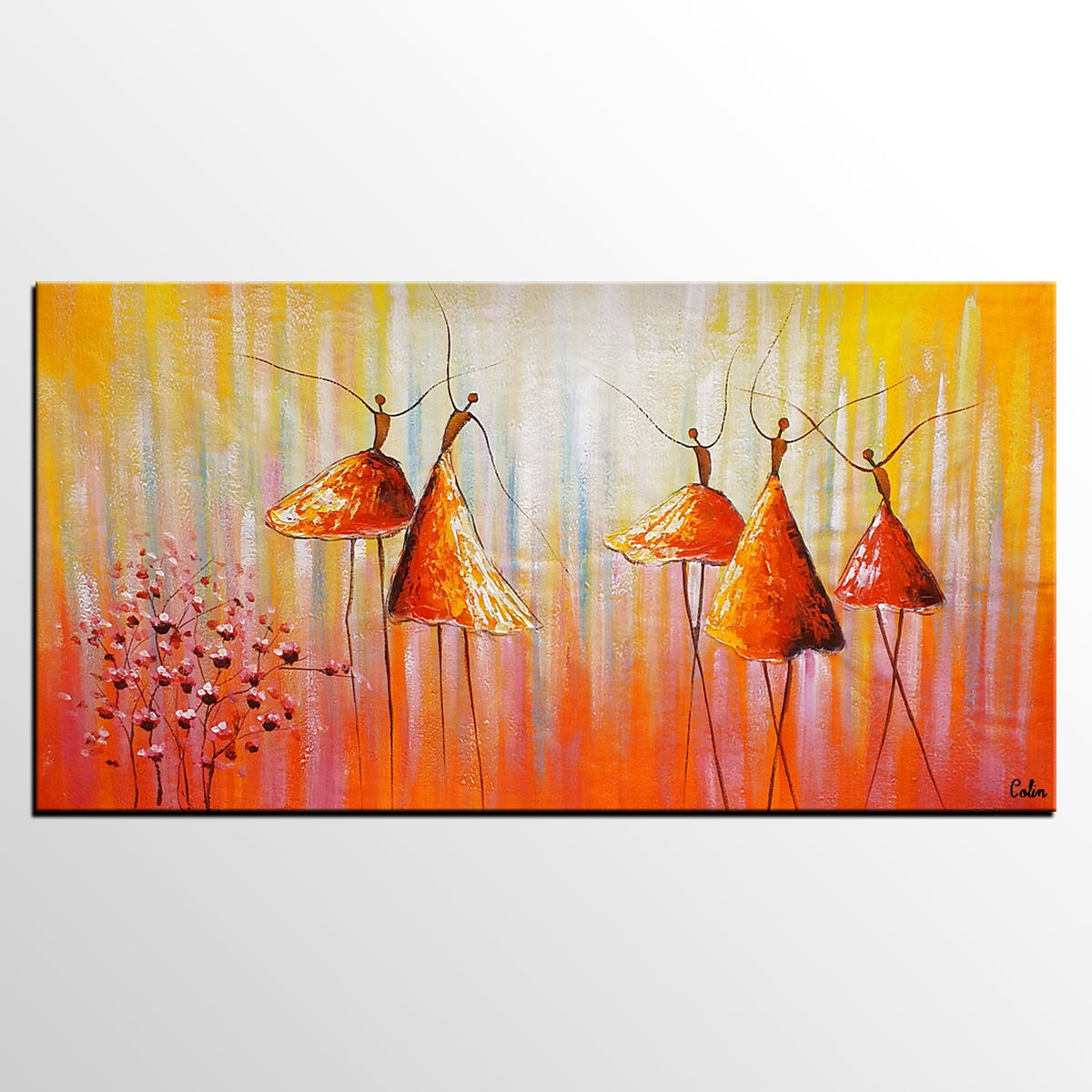 Dancing Painting, Ballet Dancer Painting, Large Abstract Painting for Sale, Heavy Texture Painting, Modern Paintings for Bedroom-ArtWorkCrafts.com