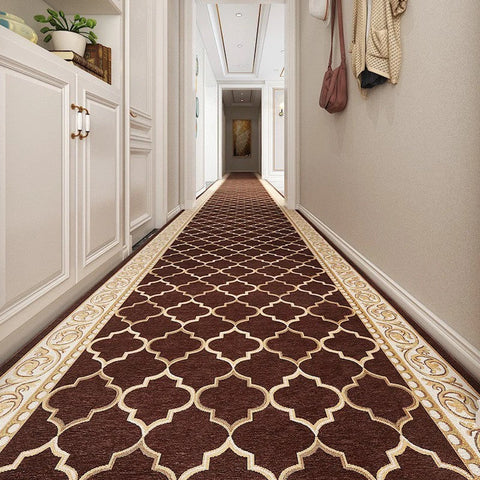 Modern Extra Long Hallway Runners, Stain-resistant Non Slip Kitchen Runner Rugs, Easy Care Entryway Brown Runner Rugs, Long Narrow Runner Rugs, Entrance Hallway Runners, Hallway Runners-ArtWorkCrafts.com