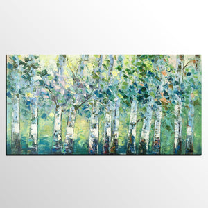 Spring Tree Painting, Original Painting, Custom Extra Large Painting, Oil Painting for Dining Room-ArtWorkCrafts.com