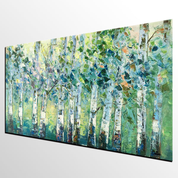 Spring Tree Painting, Original Painting, Custom Extra Large Painting, Oil Painting for Dining Room-ArtWorkCrafts.com