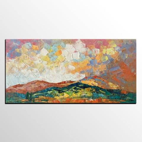 Mountain Landscape Painting, Original Artwork, Custom Extra Large Art, Canvas Artwork-ArtWorkCrafts.com