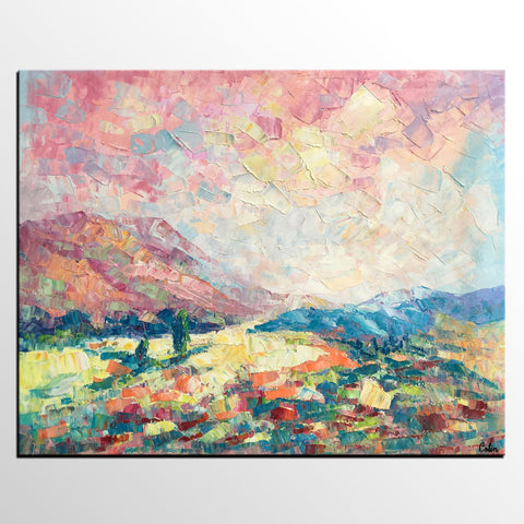 Heavy Texture Artwork, Autumn Mountain Painting, Canvas Painting, Custom Landscape Oil Painting-ArtWorkCrafts.com