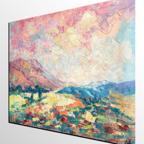 Heavy Texture Artwork, Autumn Mountain Painting, Canvas Painting, Custom Landscape Oil Painting-ArtWorkCrafts.com