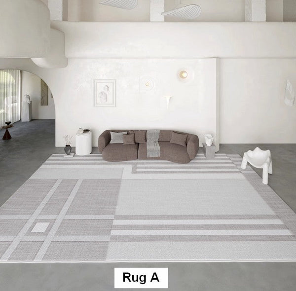 Modern Abstract Rugs under Dining Room Table, Geometric Modern Carpets for Bedroom, Modern Grey Rugs for Living Room-ArtWorkCrafts.com