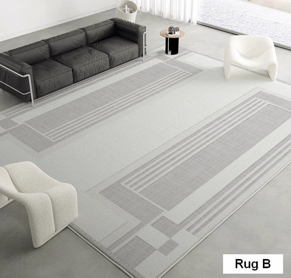 Geometric Modern Carpets for Bedroom, Modern Grey Rugs for Living Room, Modern Abstract Rugs under Dining Room Table-ArtWorkCrafts.com