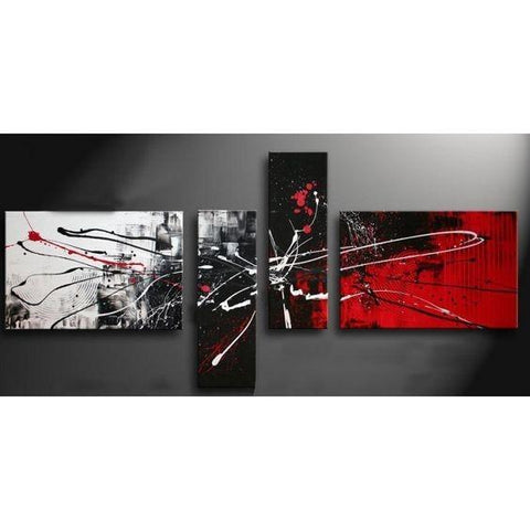 Abstract Painting for Sale, Modern Abstract Paintings, Black and Red Canvas Wall Art, Modern Wall Art Paintings for Living Room-ArtWorkCrafts.com