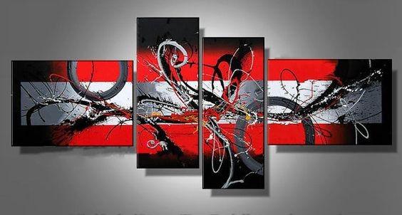 Large Modern Paintings on Canvas, Simple Abstract Canvas Art, Black and Red Wall Art Paintings, Extra Large Canvas Painting-ArtWorkCrafts.com