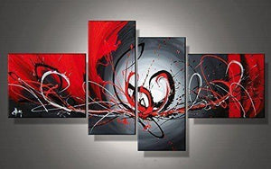 Black and Red Wall Art Paintings, Simple Abstract Painting, Modern Abstract Paintings, Living Room Canvas Painting, Buy Art Online-ArtWorkCrafts.com