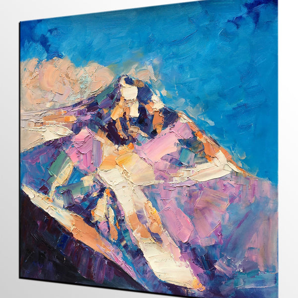 Abstract Landscape Painting, Mountain Landscape Painting, Bedroom Canvas Paintings, Custom Original Oil Painting on Canvas-ArtWorkCrafts.com