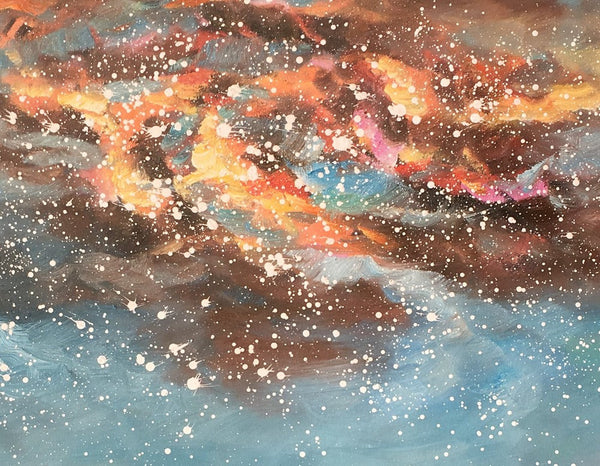 Landscape Oil Painting, Starry Night Sky Painting, Heavy Texture Painting, Custom Abstract Painting-ArtWorkCrafts.com