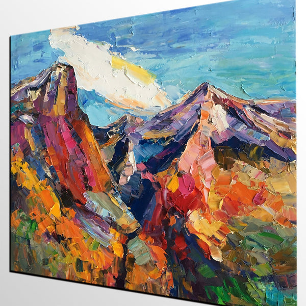 Abstract Art Landscape, Canvas Wall Art Paintings, Mountain Landscape Painting, Custom Landscape Oil Painting-ArtWorkCrafts.com