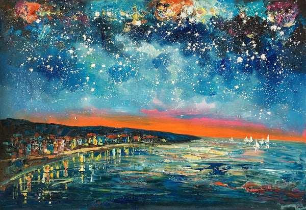 Landscape Canvas Paintings, Starry Night Sky Painting, Landscape Painting for Sale, Custom Original Painting on Canvas-ArtWorkCrafts.com