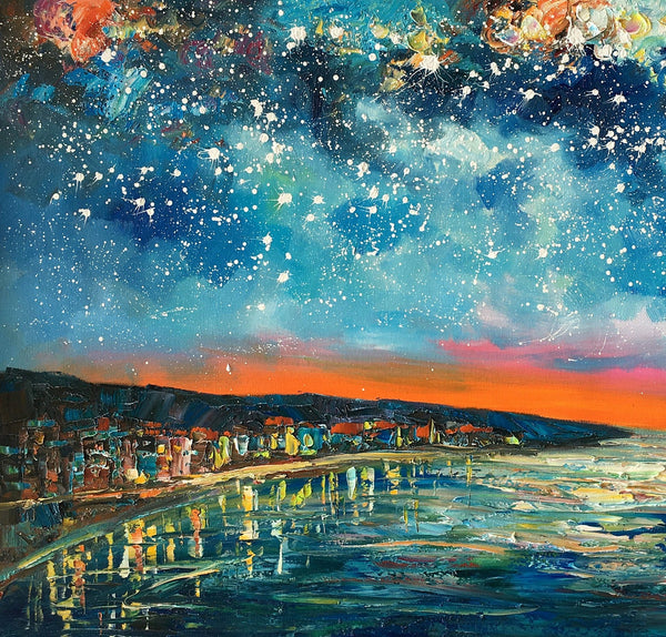 Landscape Canvas Paintings, Starry Night Sky Painting, Landscape Painting for Sale, Custom Original Painting on Canvas-ArtWorkCrafts.com