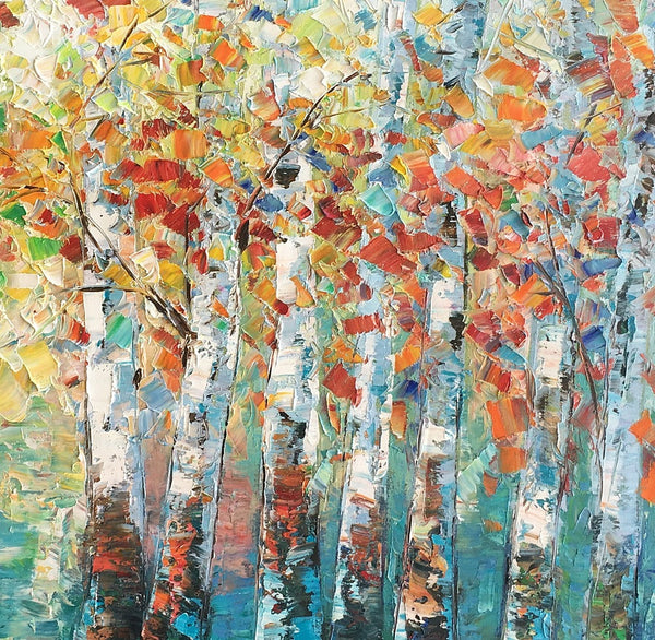 Canvas Art Painting, Large Wall Art, Summer Birch Tree Painting, Custom Extra Large Oil Painting-ArtWorkCrafts.com