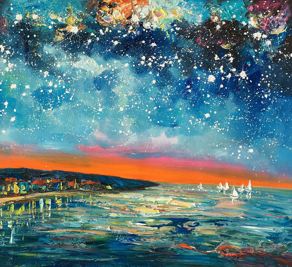 Landscape Canvas Paintings, Starry Night Sky Painting, Landscape Painting for Sale, Custom Original Painting on Canvas-ArtWorkCrafts.com