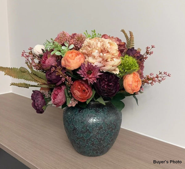 Large Bunch of Autumn Flowers Arrangement, Peony Faux Silk Floral Bouquet Table Centerpiece, Amazing Artificial Floral Arrangement for Dining Room-ArtWorkCrafts.com