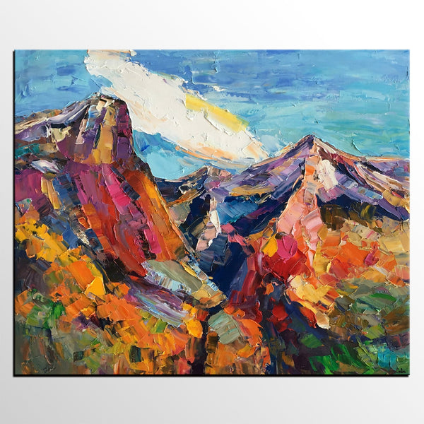 Abstract Art Landscape, Canvas Wall Art Paintings, Mountain Landscape Painting, Custom Landscape Oil Painting-ArtWorkCrafts.com