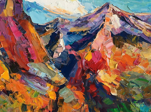 Abstract Art Landscape, Canvas Wall Art Paintings, Mountain Landscape Painting, Custom Landscape Oil Painting-ArtWorkCrafts.com