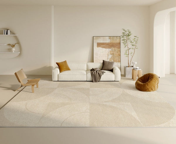 Abstract Contemporary Rugs for Bedroom, Dining Room Floor Rugs, Modern Rugs for Office, Large Cream Color Rugs in Living Room, Modern Rugs under Sofa-ArtWorkCrafts.com