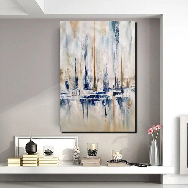 Large Wall Art for Living Room, Acrylic Canvas Paintings, Abstract Sail Boat Painting, Modern Wall Art Paintings, Contemporary Painting-ArtWorkCrafts.com