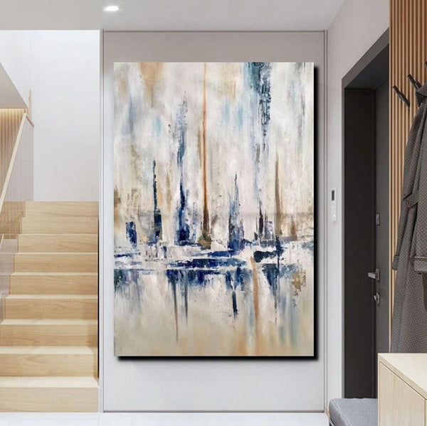 Large Wall Art for Living Room, Acrylic Canvas Paintings, Abstract Sail Boat Painting, Modern Wall Art Paintings, Contemporary Painting-ArtWorkCrafts.com