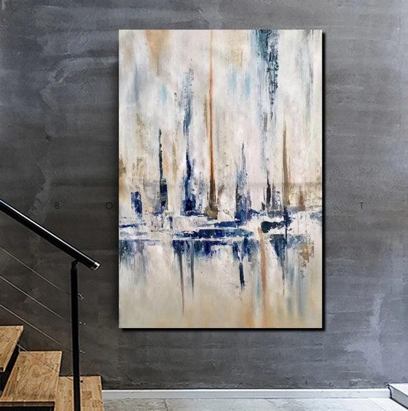 Large Wall Art for Living Room, Acrylic Canvas Paintings, Abstract Sail Boat Painting, Modern Wall Art Paintings, Contemporary Painting-ArtWorkCrafts.com