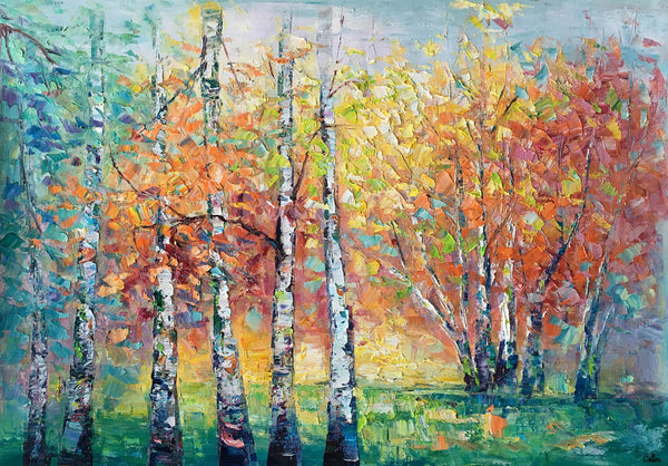 Landscape Canvas Painting, Autumn Tree Paintings, Abstract Landscape Paintings, Custom Original Canvas Painting-ArtWorkCrafts.com