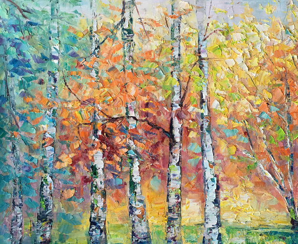 Landscape Canvas Painting, Autumn Tree Paintings, Abstract Landscape Paintings, Custom Original Canvas Painting-ArtWorkCrafts.com