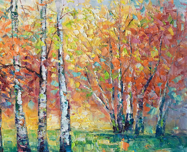 Landscape Canvas Painting, Autumn Tree Paintings, Abstract Landscape Paintings, Custom Original Canvas Painting-ArtWorkCrafts.com