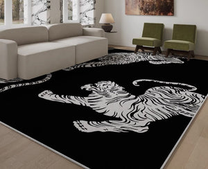 Tiger Black Contemporary Modern Rugs, Modern Rugs for Living Room, Abstract Contemporary Rugs Next to Bed, Modern Rugs for Dining Room-ArtWorkCrafts.com