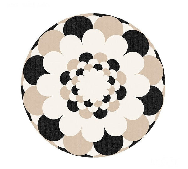 Abstract Contemporary Round Rugs under Chairs, Circular Area Rugs for Bedroom, Modern Rugs for Dining Room, Flower Pattern Modern Rugs for Living Room-ArtWorkCrafts.com