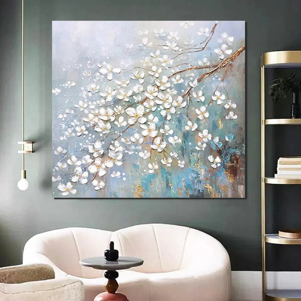 Abstract Flower Painting, Extra Large Abstract Paintings on Canvas, Hand Painted Abstract Painting, Bedroom Wall Art Ideas, Heavy Texture Painting-ArtWorkCrafts.com