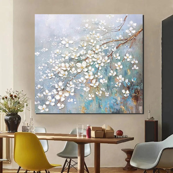 Abstract Flower Painting, Extra Large Abstract Paintings on Canvas, Hand Painted Abstract Painting, Bedroom Wall Art Ideas, Heavy Texture Painting-ArtWorkCrafts.com