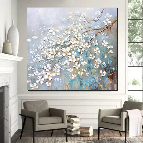 Abstract Flower Painting, Extra Large Abstract Paintings on Canvas, Hand Painted Abstract Painting, Bedroom Wall Art Ideas, Heavy Texture Painting-ArtWorkCrafts.com