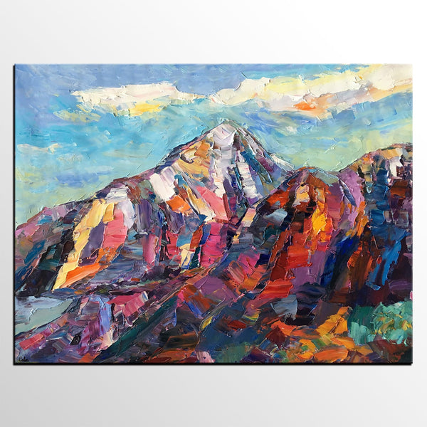 Abstract Mountain Painting, Landscape Wall Art Paintings, Custom Original Landscape Painting, Mountain Landscape Painting-ArtWorkCrafts.com