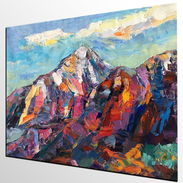 Abstract Mountain Painting, Landscape Wall Art Paintings, Custom Original Landscape Painting, Mountain Landscape Painting-ArtWorkCrafts.com