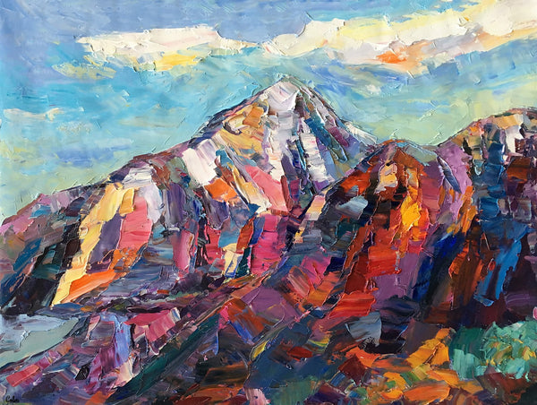 Abstract Mountain Painting, Landscape Wall Art Paintings, Custom Original Landscape Painting, Mountain Landscape Painting-ArtWorkCrafts.com