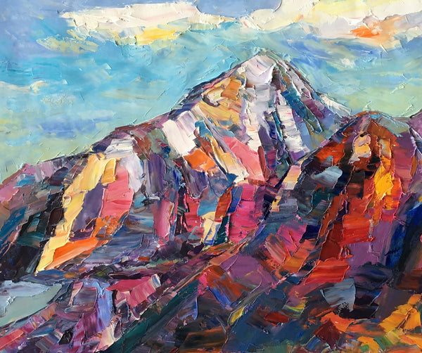 Abstract Mountain Painting, Landscape Wall Art Paintings, Custom Original Landscape Painting, Mountain Landscape Painting-ArtWorkCrafts.com