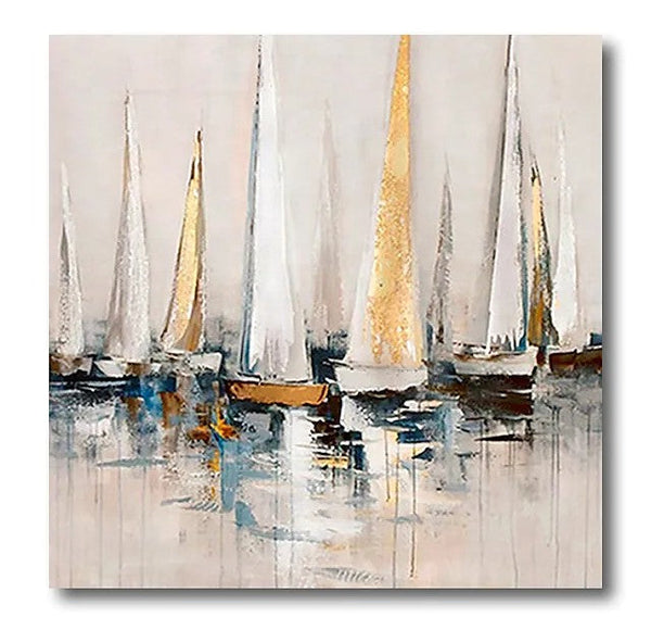 Sail Boat Paintings, Modern Acrylic Canvas Painting, Acrylic Painting on Canvas, Simple Painting Ideas for Dining Room, Oversized Canvas Painting for Sale-ArtWorkCrafts.com