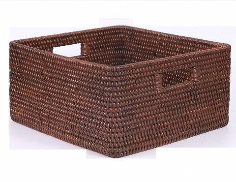 Storage Baskets for Clothes, Rectangular Storage Baskets, Large Brown Woven Storage Baskets, Storage Baskets for Shelves-ArtWorkCrafts.com