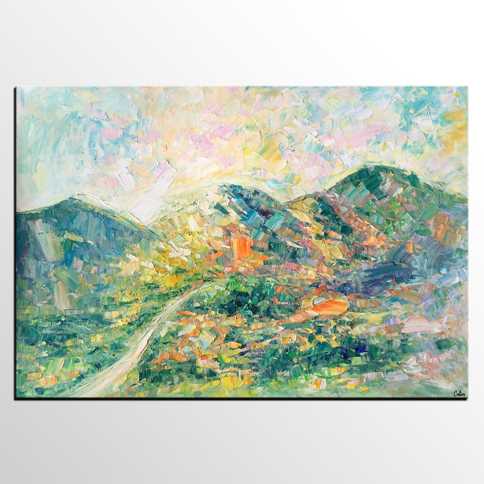 Abstract Oil Painting, Impasto Painting, Custom Landscape Painting, Mountain Landscape Painting-ArtWorkCrafts.com